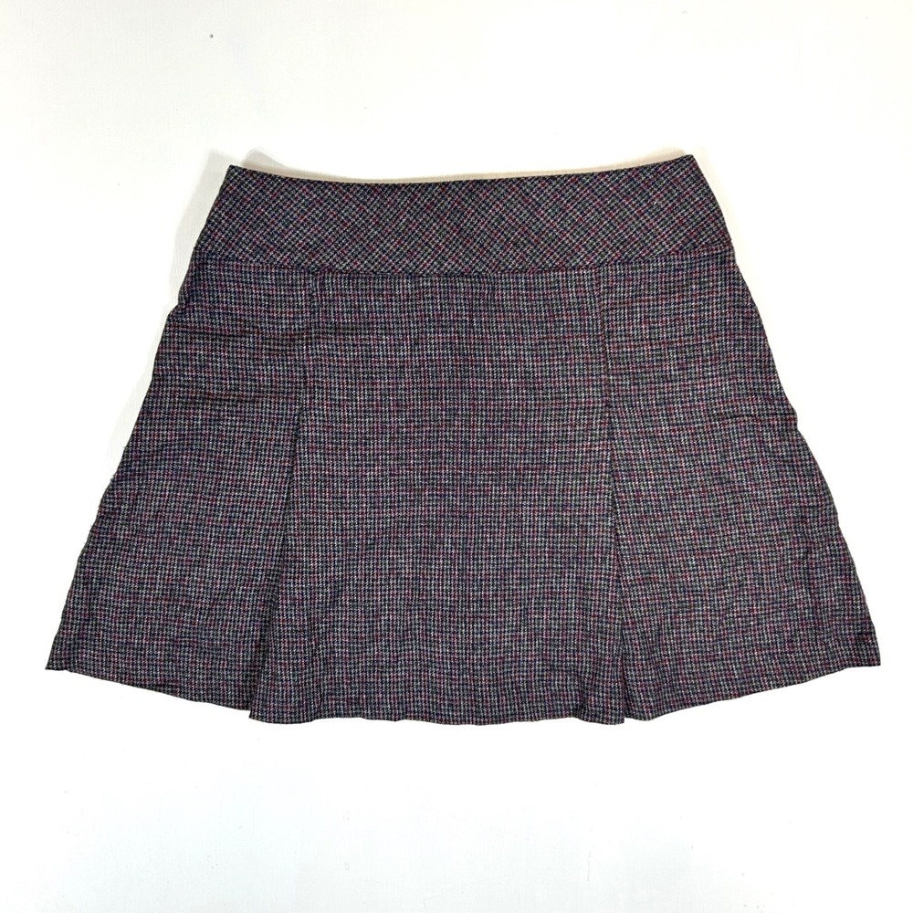 County Seat Jeanswear Vintage Plaid Button Front Mini Skirt Navy Burgundy 7/8 - Picture 4 of 7